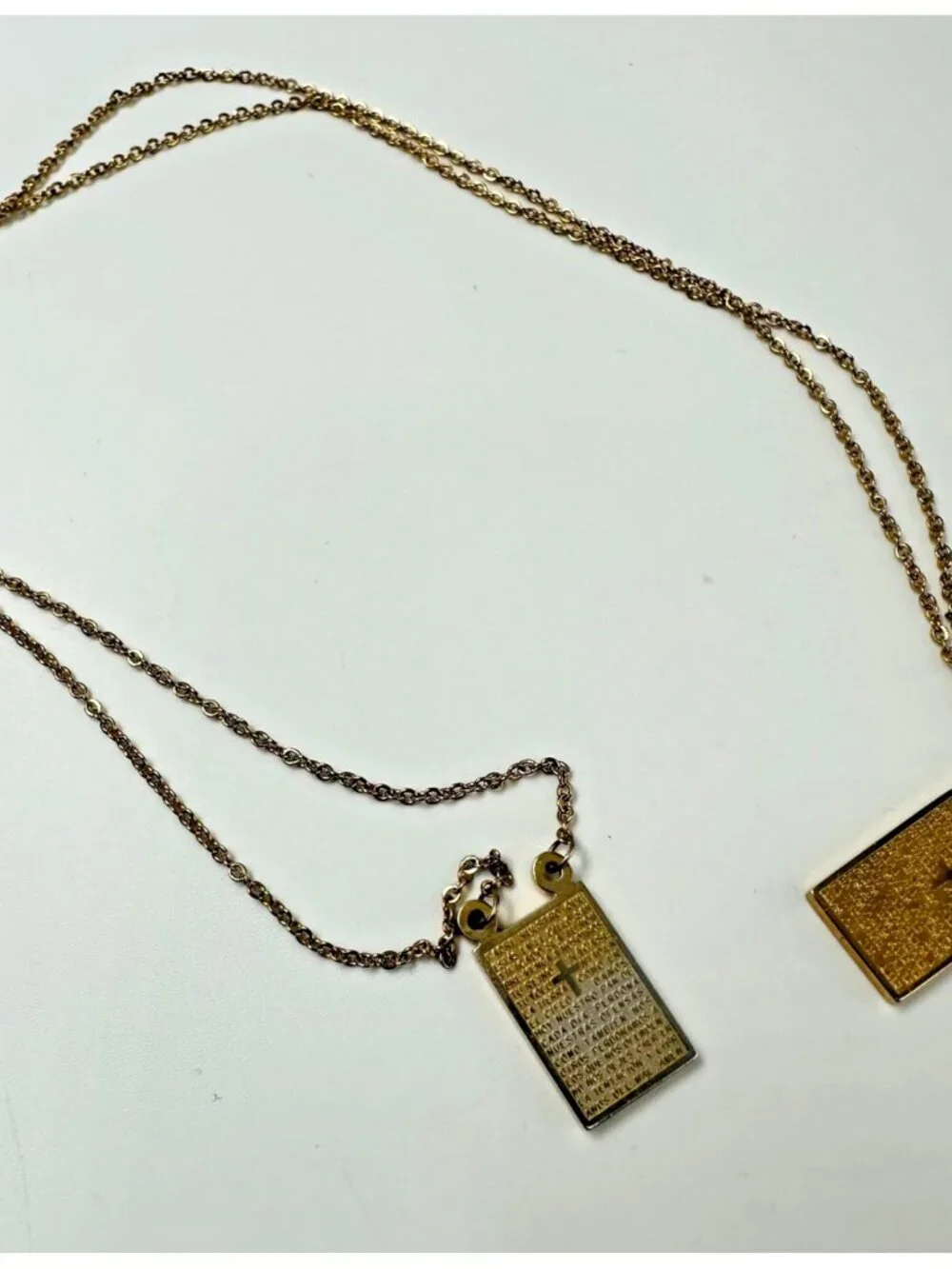 Steel Time Gold Stainless Steel Scapular Necklace Lords Prayer 28.5